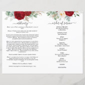 Red Floral Waterverf Photo Funeral Full Programme (Achterkant)