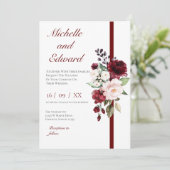 Red Floral Wedding Invitation (Debout devant)
