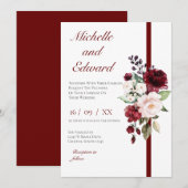 Red Floral Wedding Invitation (Devant / Derrière)