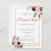 Red Floral Wedding invitation Invitación boda espa (Devant)