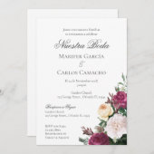 Red Floral Wedding invitation Invitation Spa (Devant / Derrière)