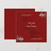 Red Floral Wedding Invitation  Square Invitation   (Devant / Derrière)