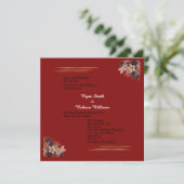 Red Floral Wedding Invitation  Square Invitation   (Debout devant)
