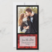 Red Floral Wedding Save the Date Announding (Voorkant)
