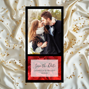 Red Floral Wedding Save the Date Announding