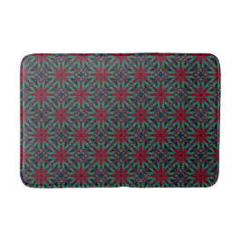 Red Floral With Green and Blue Badmat