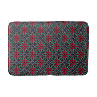 Red Floral With Green and Blue Badmat