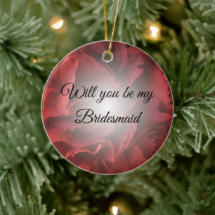 Red Floral zal je mijn Bridesmaid zijn Keramisch Ornament