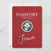 Red Florida Passport Wedding Invitation Kaart (Achterkant)