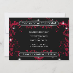 Red Flourish Black Bewaar de datum Save The Date
