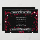 Red Flourish Black Bewaar de datum Save The Date (Voorkant / Achterkant)