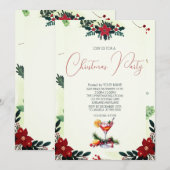 Red Flower Branch Fruit Drinks Christmas Party  Save The Date (Voorkant / Achterkant)