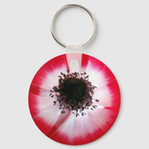 Red Flower Center Sleutelhanger