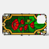 Red Flower Elegant Glas in lood Art Case-Mate iPhone Case (Achterkant (horizontaal))