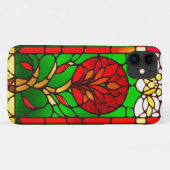 Red Flower Elegant Glas in lood Art Case-Mate iPhone Case (Achterkant (horizontaal))
