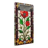 Red Flower Elegant Glas in lood Art Mini Klembord (Schuin)