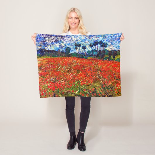 Red Flower Field, Van Gogh Fleece Deken (In situ)