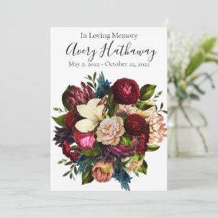 Red Flower Funeral Sympathie foto Prayer Card Kaart