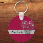 Red Flower Heart Cute, aangepaste naam sleutelhang Sleutelhanger (Voorkant)