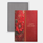 Red Flower Holiday Magnet (Recto/Verso)
