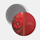 Red Flower Holiday Magnet (Recto/Verso)