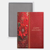 Red Flower Holiday Magnet Magneet (Voorkant / Achterkant)