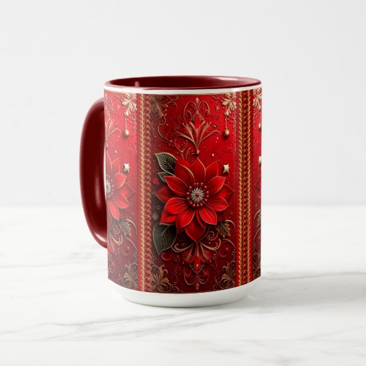 Red Flower Holiday Mug (Devant gauche)