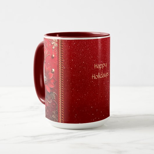 Red Flower Holiday Mug Mok (Voorkant links)