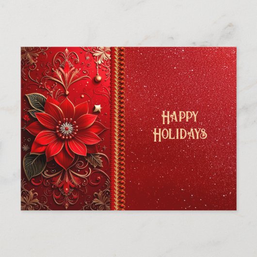 Red Flower Holiday Postcard Briefkaart (Voorkant)