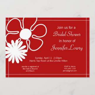 Red Flower Invitation for Bridal, Baby of Birthday Kaart