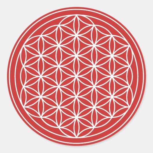 Red Flower of Life-Sticker Ronde Sticker (Voorkant)