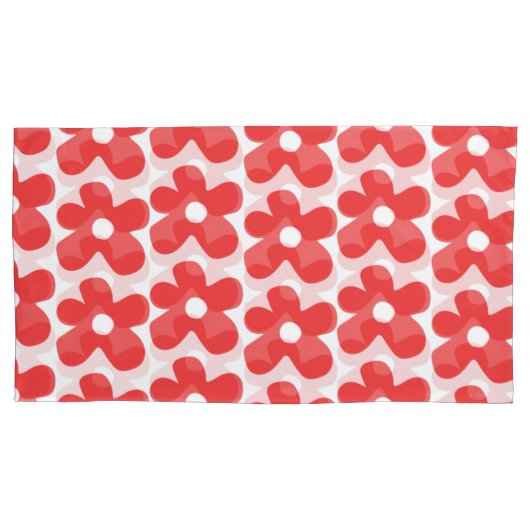 Red Flower pattern Kussensloop (Voorkant-Links)