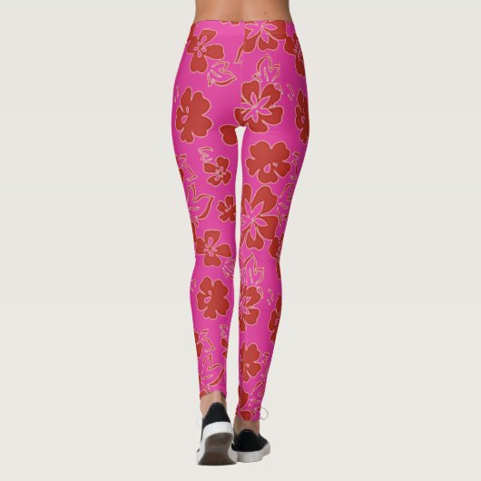 Red Flower Pattern Leggings (Achterkant)