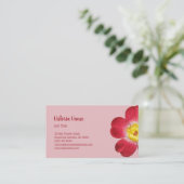 Red Flower Pink Background Visitekaartje (Staand voorkant)