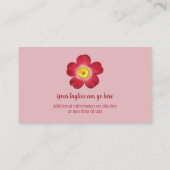 Red Flower Pink Background Visitekaartje (Achterkant)