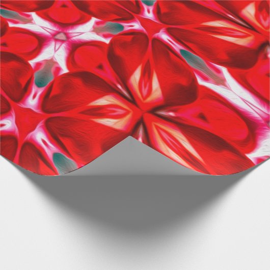 Red Flower Plumeria Pattern Cadeaupapier (Hoek)