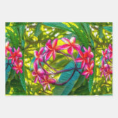 Red Flower Plumeria Pattern Inpakpapier Vel (Voorkant 3)