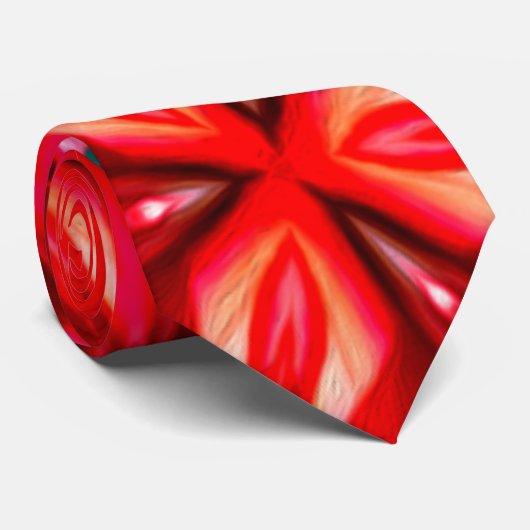 Red Flower Plumeria Pattern Stropdas (Opgerold)