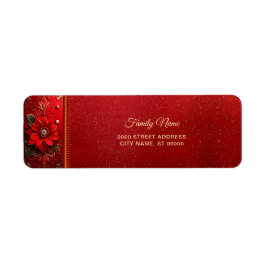 Red Flower Return Address Label