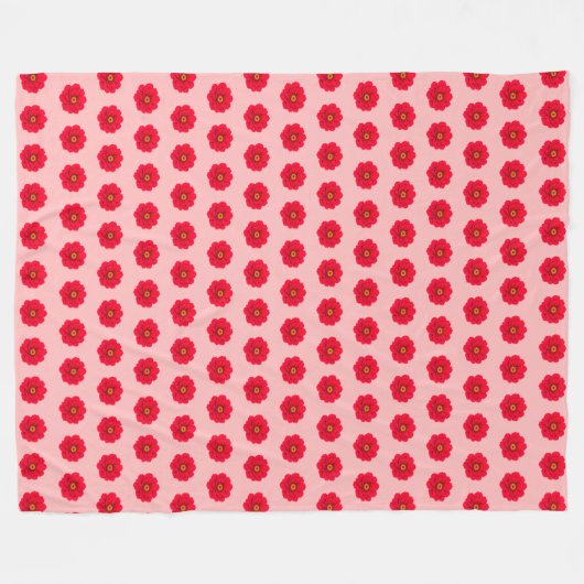 Red Flower Seamless Pattern Fleece Blanket (Voorkant (Horizontaal))