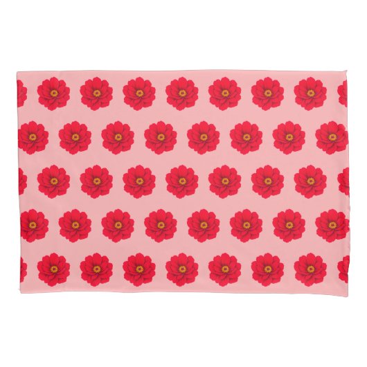 Red Flower Seamless Pattern Pillow Case Kussensloop (Voorkant)