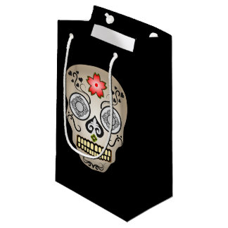 Red Flower Sugar Skull Small Gift Bag Klein Cadeauzakje
