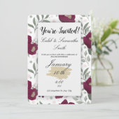 Red Flower Wedding Invitation Kaart (Staand voorkant)
