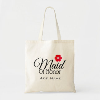 Red Flower Weddings Maid of Honor Budget Canvas ta Tote Bag