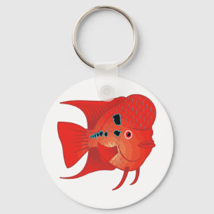 Red Flowerhorn Fish Sleutelhanger