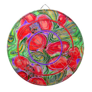 Red Flowers Art Fantasy Dartboard Dartbord