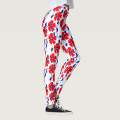Red Flowers Blue Vines Leggings (Droite)