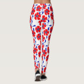 Red Flowers Blue Vines Leggings (Dos)