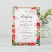 Red flowers bouquet Wedding Invitation (Debout devant)