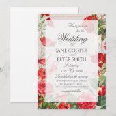 Red flowers bouquet Wedding Invitation (Devant / Derrière)